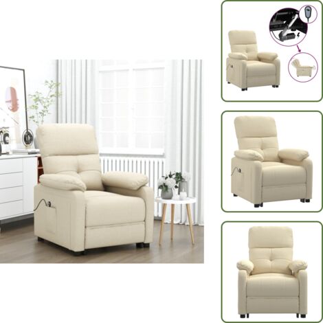The Living Store Sillón reclinable eléctrico de tela crema - Asiento cómodo