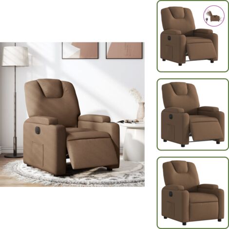 The Living Store Sillón reclinable eléctrico de tela marrón - Asiento cómodo