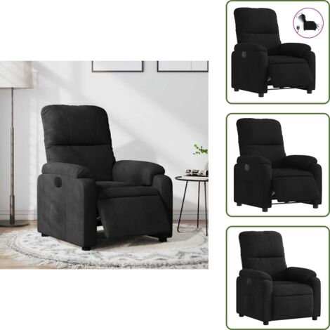 The Living Store Sillón reclinable eléctrico tela de microfibra negro - Asiento eléctrico