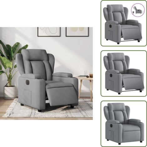The Living Store Sillón reclinable eléctrico tela gris claro - Asiento eléctrico