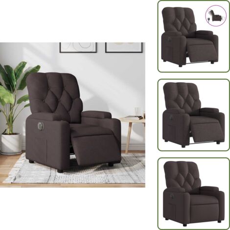 The Living Store Sillón reclinable eléctrico tela marrón oscuro - Asiento cómodo