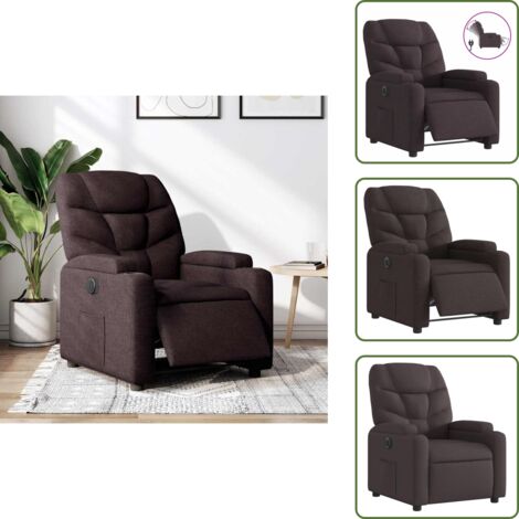 The Living Store Sillón reclinable eléctrico tela marrón oscuro - Asiento cómodo