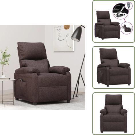 The Living Store Sillón reclinable eléctrico tela marrón oscuro - Asiento cómodo