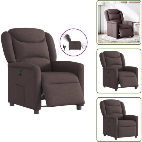 The Living Store Sillón reclinable eléctrico tela marrón oscuro - Asiento cómodo