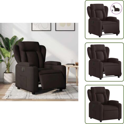 The Living Store Sillón reclinable eléctrico tela marrón oscuro - Asiento cómodo