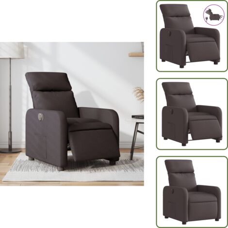 The Living Store Sillón reclinable eléctrico tela marrón oscuro - Asiento reclinable