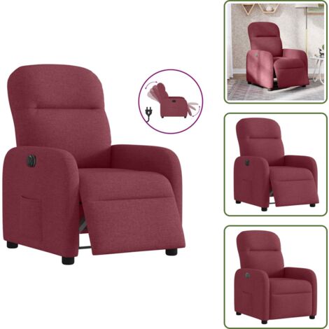 The Living Store Sillón reclinable eléctrico tela rojo tinto - Asiento cómodo
