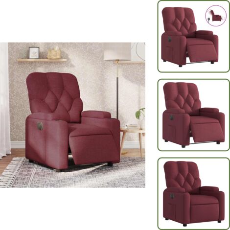 The Living Store Sillón reclinable eléctrico tela rojo tinto - Asiento cómodo