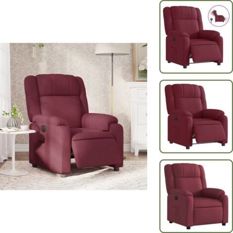 The Living Store Sillón reclinable eléctrico tela rojo tinto - Asiento cómodo