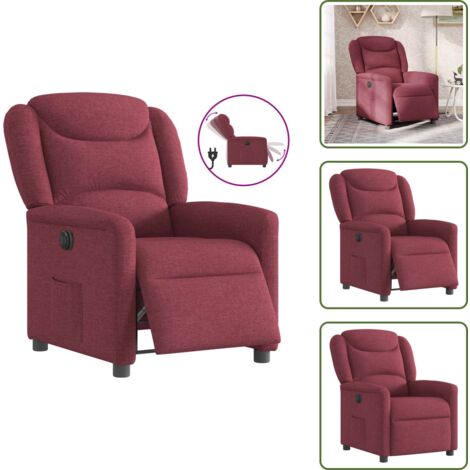 The Living Store Sillón reclinable eléctrico tela rojo tinto - Asiento cómodo