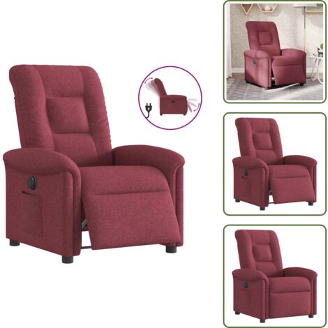 The Living Store Sillón reclinable eléctrico tela rojo tinto - Asiento eléctrico