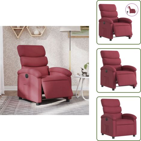 The Living Store Sillón reclinable eléctrico tela rojo tinto - Asiento eléctrico
