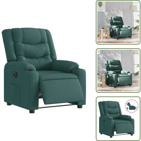 The Living Store Sillón reclinable eléctrico tela verde oscuro - Asiento cómodo
