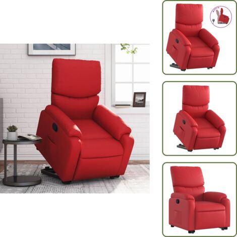 The Living Store Sillón reclinable elevable cuero artificial rojo - Sillón para personas mayores