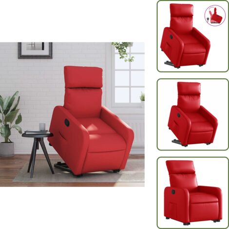 The Living Store Sillón reclinable elevable cuero artificial rojo - Sillón para personas mayores