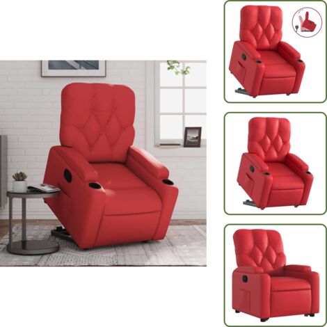 The Living Store Sillón reclinable elevable cuero artificial rojo - Sillón para personas mayores