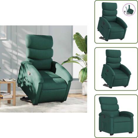 The Living Store Sillón reclinable elevable tela verde oscuro - Sillón elevable