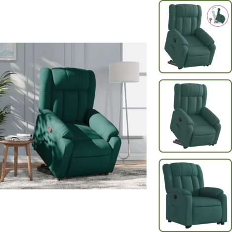 The Living Store Sillón reclinable elevable tela verde oscuro - Sillón elevable
