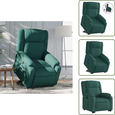 The Living Store Sillón reclinable elevable tela verde oscuro - Sillón elevable