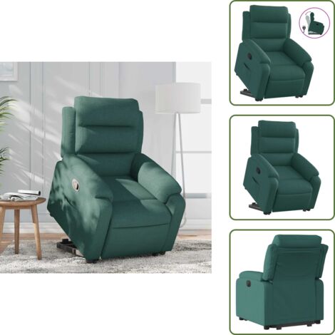 The Living Store Sillón reclinable elevable tela verde oscuro - Sillón para personas mayores