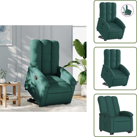 The Living Store Sillón reclinable elevable tela verde oscuro - Sillón para personas mayores