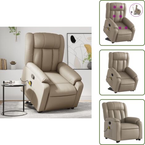 The Living Store Sillón reclinable masaje pie cuero artificial color capuchino - Masaje