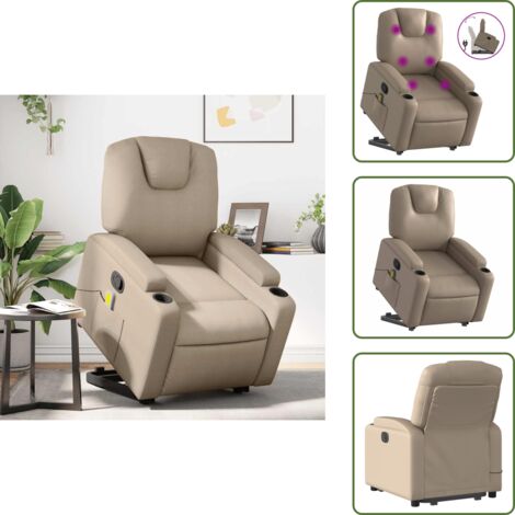 The Living Store Sillón reclinable masaje pie cuero artificial color capuchino - Masaje