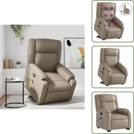 The Living Store Sillón reclinable masaje pie cuero artificial color capuchino - Masaje
