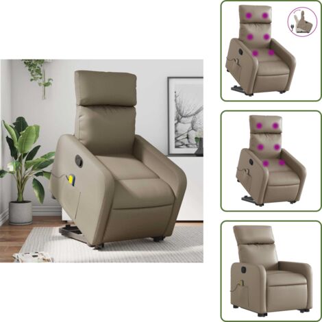 The Living Store Sillón reclinable masaje pie cuero artificial color capuchino - Masaje