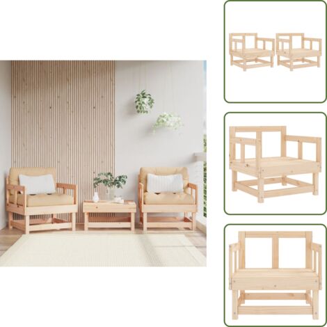 The Living Store Sillones de jardín 2 unidades madera maciza de pino - Madera maciza