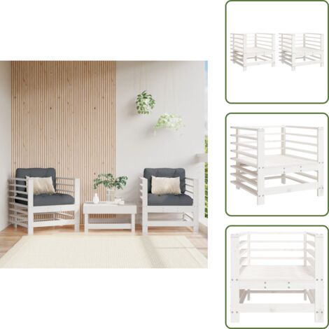 The Living Store Sillones de jardín 2 unidades madera maciza pino blanco - Madera de pino