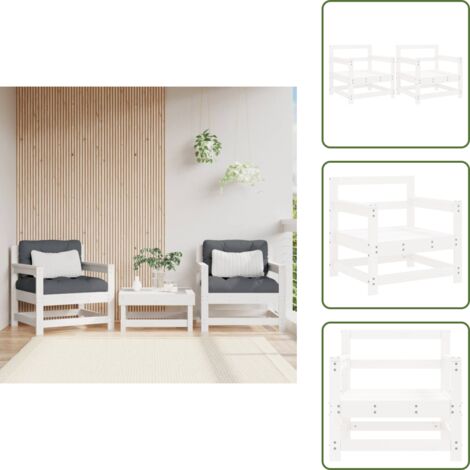 The Living Store Sillones de jardín 2 unidades madera maciza pino blanco - Sillas de exterior