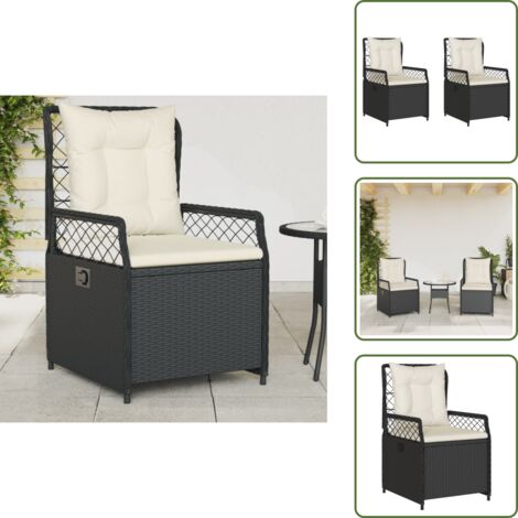 The Living Store Sillones de jardín reclinables 2 uds ratán sintético negro - Ratán sintético