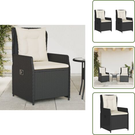 The Living Store Sillones de jardín reclinables 2 uds ratán sintético negro - Ratán sintético