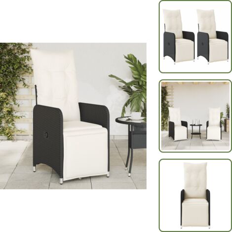 The Living Store Sillones reclinable jardín cojines 2 uds ratán sintético negro - Cojines para sillas