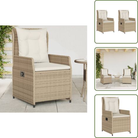 The Living Store Sillones reclinables de jardín 2 uds ratán sintético beige - Sillas de jardín sintéticas