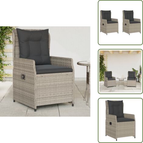 The Living Store Sillones reclinables de jardín 2 uds ratán sintético gris claro - Sillas de jardín sintéticas