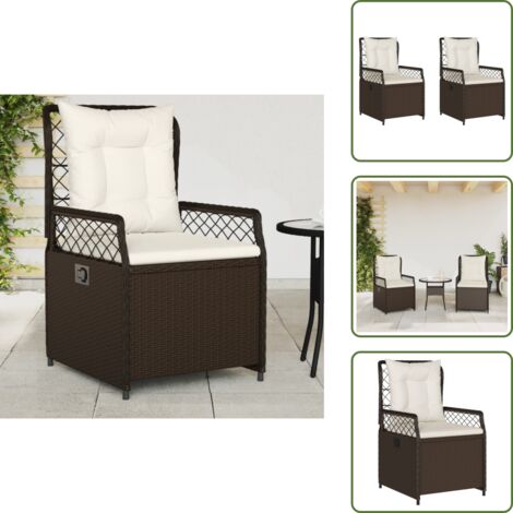 The Living Store Sillones reclinables de jardín 2 uds ratán sintético marrón - Sillas de jardín sintéticas