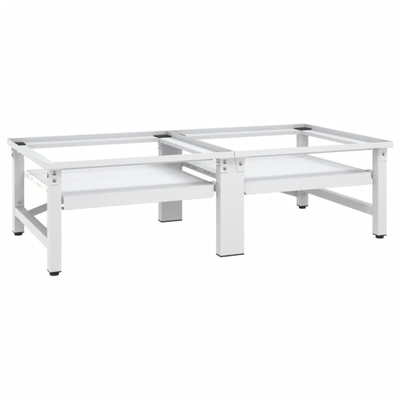 Socle de lave-linge et sèche-linge et étagère coulissante Blanc The Living Store