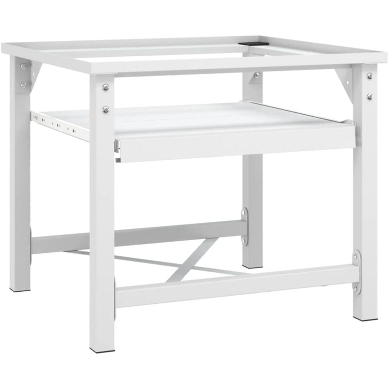 Socle pour machine à laver avec étagère coulissante Blanc The Living Store
