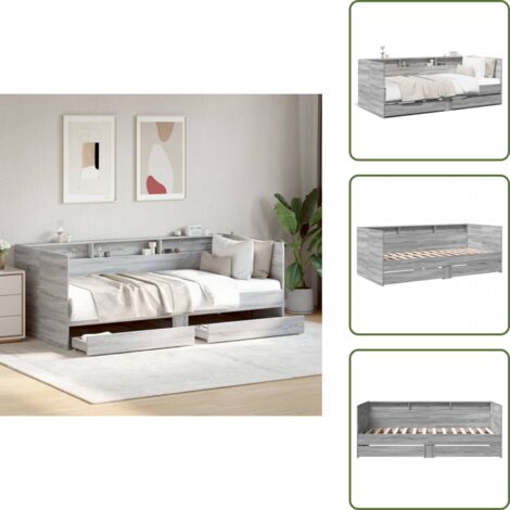 The Living Store Sofá cama con cajones sin colchón gris Sonoma 75x190 cm - Sofá cama con cajones