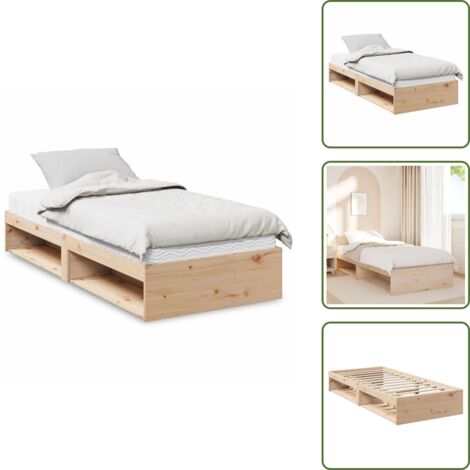 The Living Store Sofá cama con colchón madera maciza de pino 90x200 cm - Cama de madera