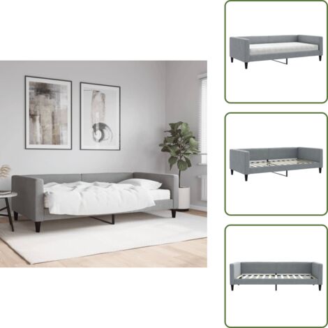 The Living Store Sofá cama con colchón tela gris claro 100x200 cm - Sofá cama 2 en 1