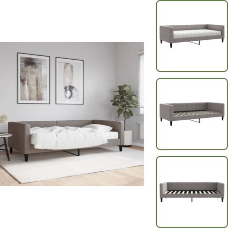 The Living Store Sofá cama con colchón tela gris taupe 100x200 cm - Sofá cama 2 en 1
