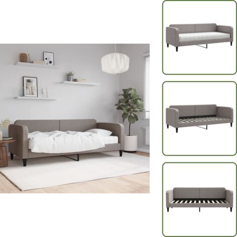 The Living Store Sofá cama con colchón tela gris taupe 80x200 cm - Sofá cama 2 en 1