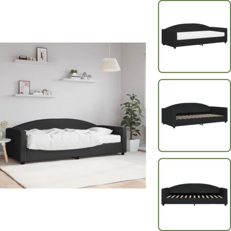 The Living Store Sofá cama con colchón tela negro 90x200 cm - Sofá cama 2 en 1