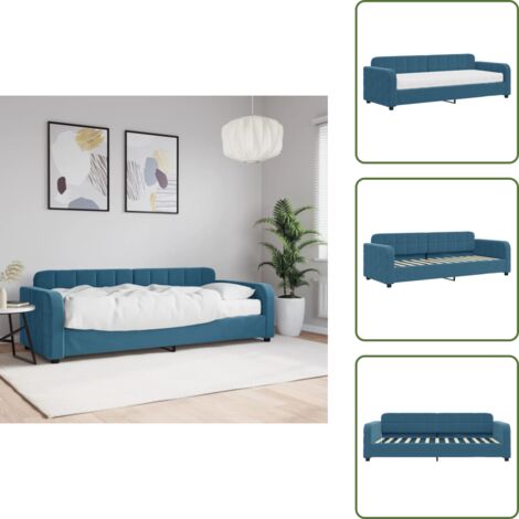 The Living Store Sofá cama con colchón terciopelo azul 80x200 cm - Sofá cama azul