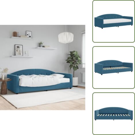 The Living Store Sofá cama con colchón terciopelo azul 90x200 cm - Sofá cama azul