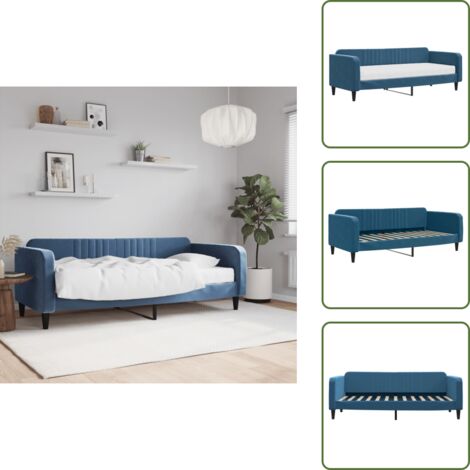 The Living Store Sofá cama con colchón terciopelo azul 90x200 cm - Sofá cama azul