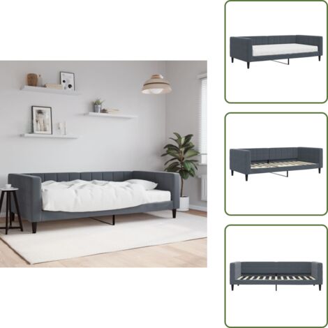 The Living Store Sofá cama con colchón terciopelo gris oscuro 100x200 cm - Sofá cama 2 en 1